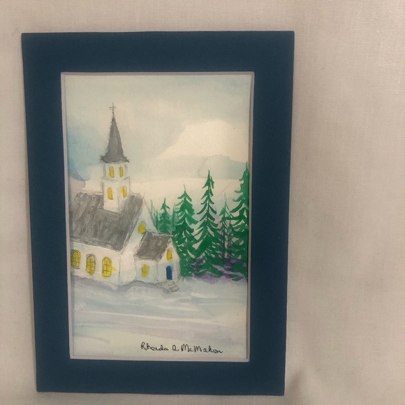 Watercolor Painting of Church in Matte - Picture 2 of 4